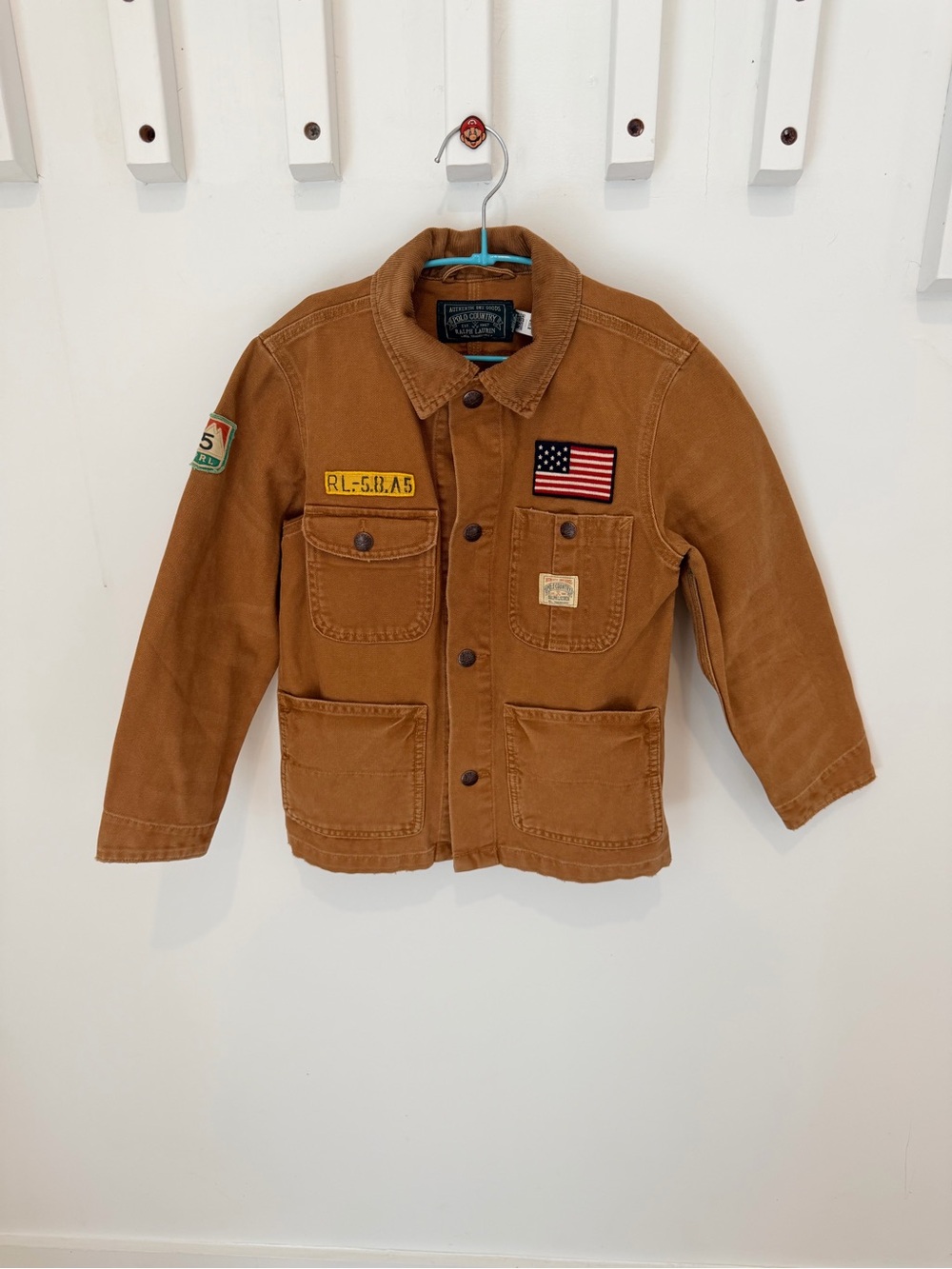 Ralph Lauren Kids Brown Canvas Chore Jacket with Patches size 8